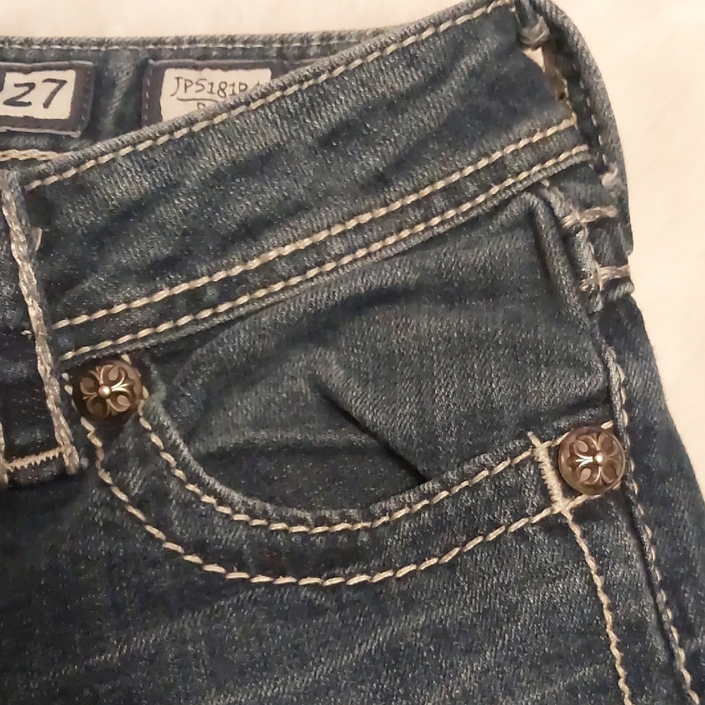 Miss Me Blue Boot Cut Jeans with Fleur-de-Lis Embroidery - Picture 7 of 9